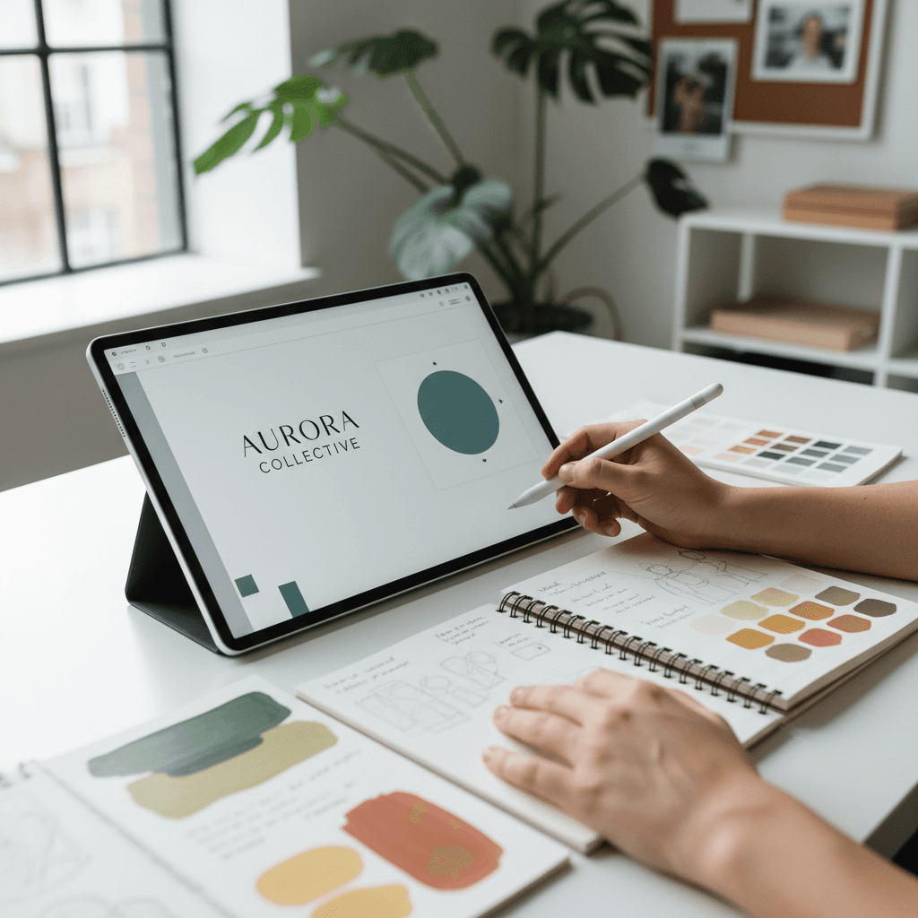 Designer developing a brand identity